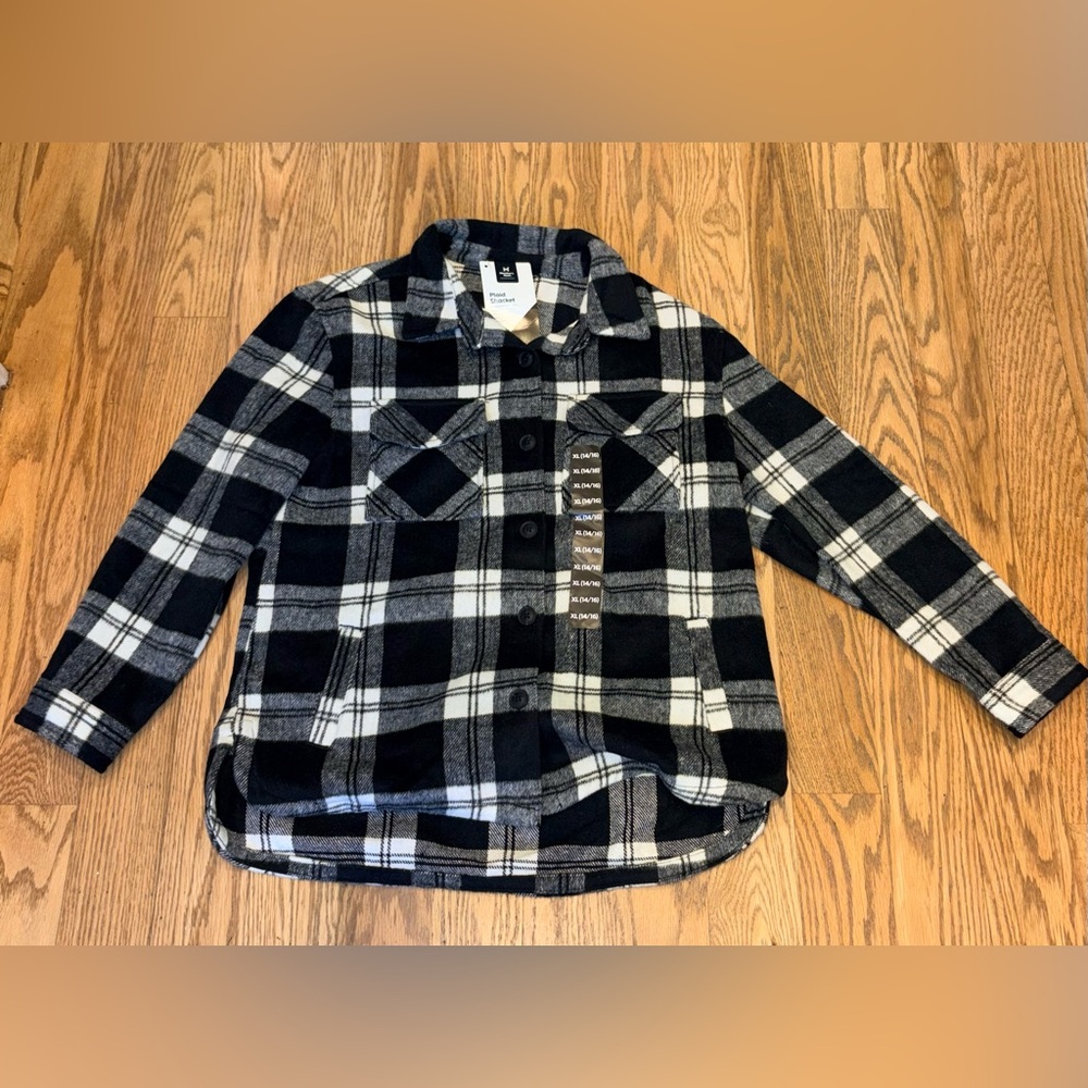 NWT Member's Mark Black & White Plaid Shacket - Size XL (14/16)